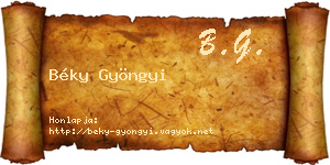 Béky Gyöngyi névjegykártya